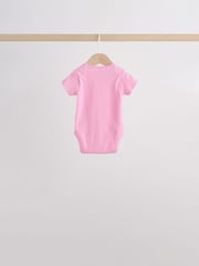 Pink/White Short Sleeve Baby Bodysuits 5 Pack - Image 4 of 14