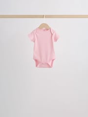 Pink/White Short Sleeve Baby Bodysuits 5 Pack - Image 5 of 14