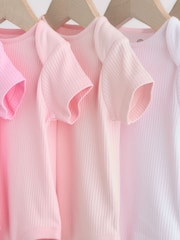 Pink/White Short Sleeve Baby Bodysuits 5 Pack - Image 9 of 14
