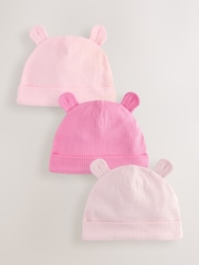 Pink Baby Beanies 3 Pack (0-12mths) - Image 1 of 6
