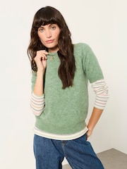 FatFace Halle Green Wool Rich Soft Knitted Top - Image 1 of 6
