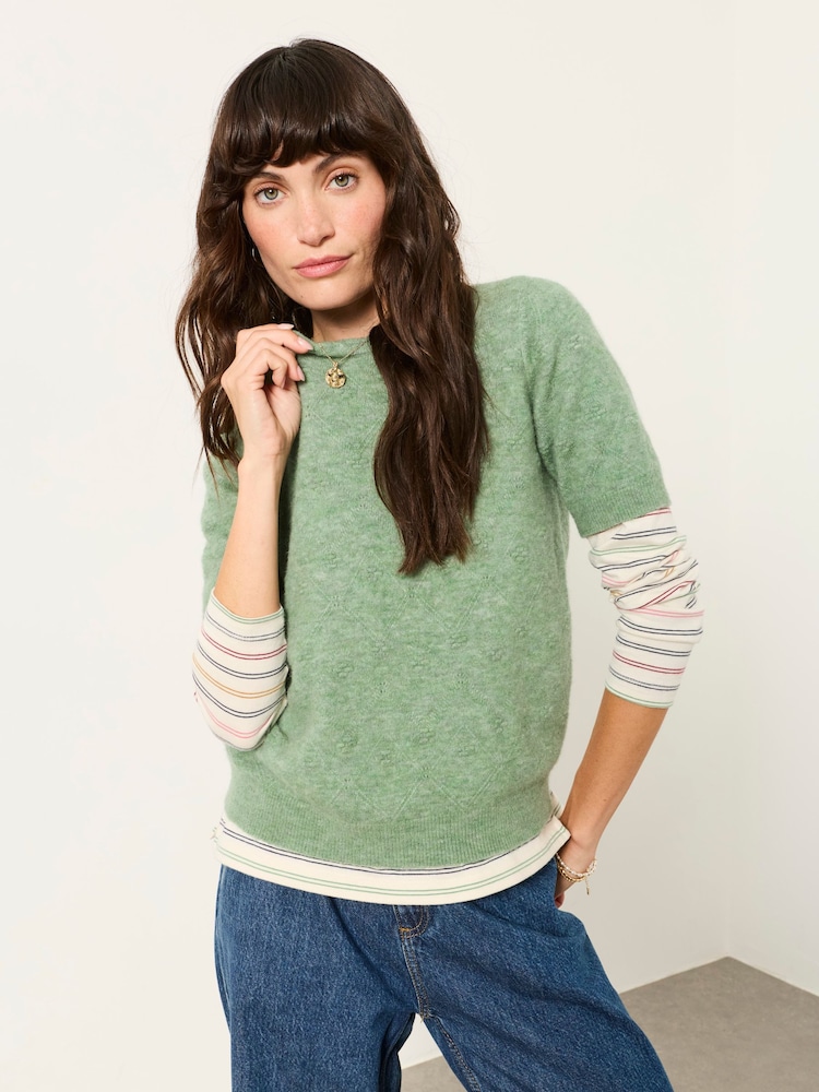 FatFace Halle Green Wool Rich Soft Knitted Top - Image 1 of 6 FatFace Halle Green Wool Rich Soft Knitted Top - Image 1 of 6
