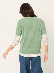 FatFace Halle Green Wool Rich Soft Knitted Top - Image 2 of 6