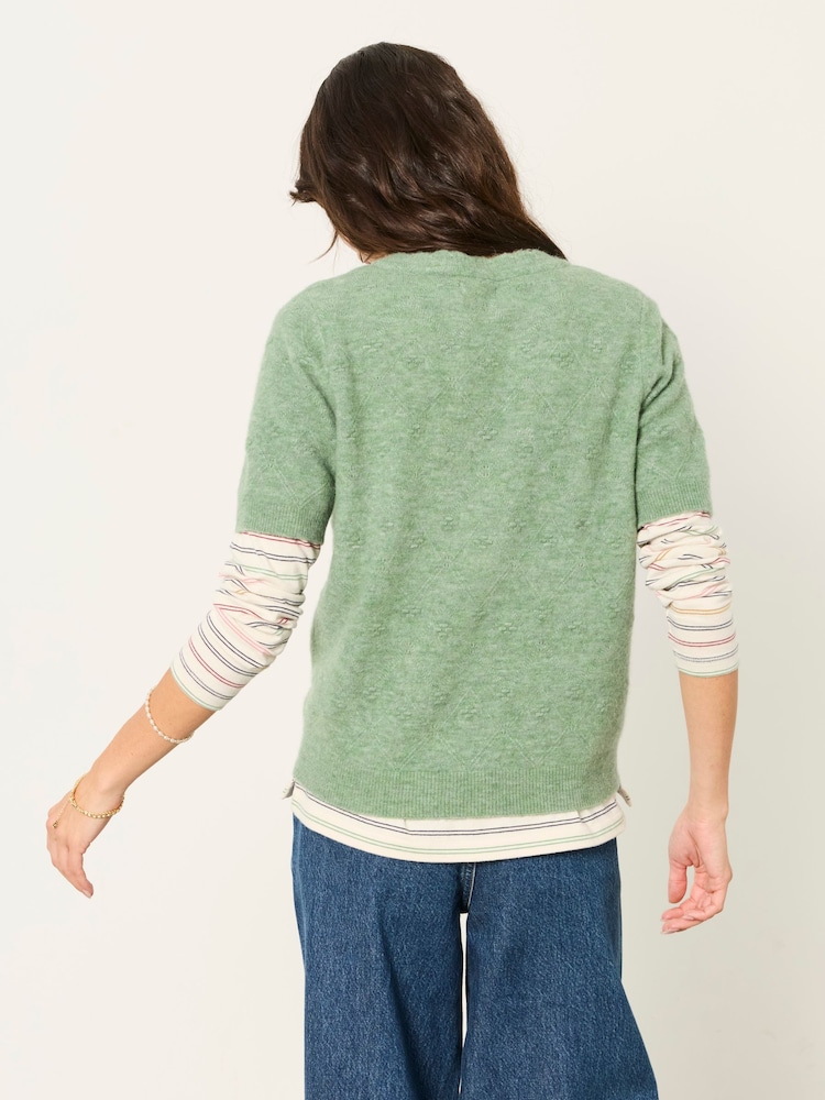 FatFace Halle Green Wool Rich Soft Knitted Top - Image 2 of 6 FatFace Halle Green Wool Rich Soft Knitted Top - Image 2 of 6