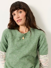 FatFace Halle Green Wool Rich Soft Knitted Top - Image 3 of 6