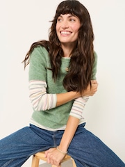 FatFace Halle Green Wool Rich Soft Knitted Top - Image 4 of 6