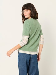 FatFace Halle Green Wool Rich Soft Knitted Top - Image 5 of 6