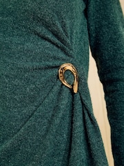 Оливково-зеленые - Friends Like These Cosy Long Sleeve Hardware Detail Midi Dress - Изображение 3 5