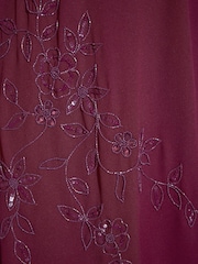 Friends Like These Burgundy Red Floral Embellished Chiffon Long Sleeve Midi Dress - Image 5 of 6