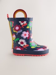 Navy Floral Handle Wellies - Image 2 of 5