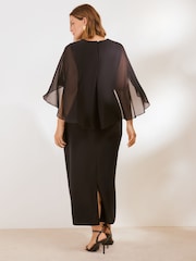 Friends Like These Black Curve Asymmetric Cape Sleeveless Midi Dress - Image 5 of 5