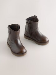 Chocolate Brown Standard Fit (F) Western Ankle Boots - Image 1 of 5