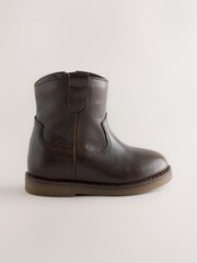 Chocolate Brown Standard Fit (F) Western Ankle Boots - Image 2 of 5