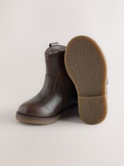 Chocolate Brown Standard Fit (F) Western Ankle Boots - Image 3 of 5