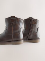Chocolate Brown Standard Fit (F) Western Ankle Boots - Image 4 of 5
