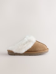 Marron fauve - Mules Chaussons en véritable peau de mouton - Image 2 de 5