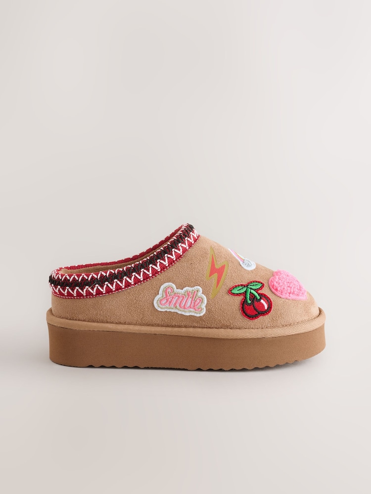 Tan Brown Badges Shoot Slippers - Image 2 of 5 Tan Brown Badges Shoot Slippers - Image 2 of 5