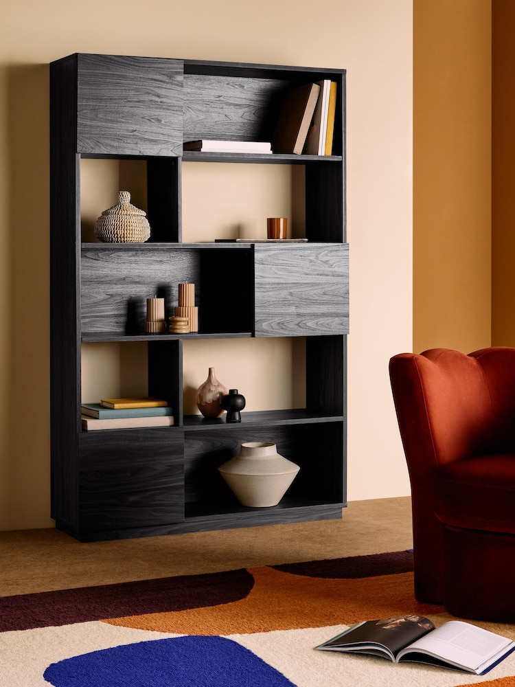 MADE.COM Black Blaze Wide Shelving Unit - Image 1 of 5 MADE.COM Black Blaze Wide Shelving Unit - Image 1 of 5