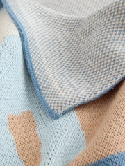 Blue/Brown Dino Scene Knitted Baby Blanket - Image 3 of 5