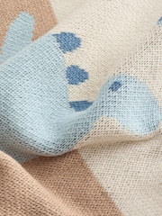 Blue/Brown Dino Scene Knitted Baby Blanket - Image 4 of 5
