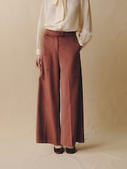 Laura Ashley Pink Velvet Wide Leg Trousers - Image 1 of 6