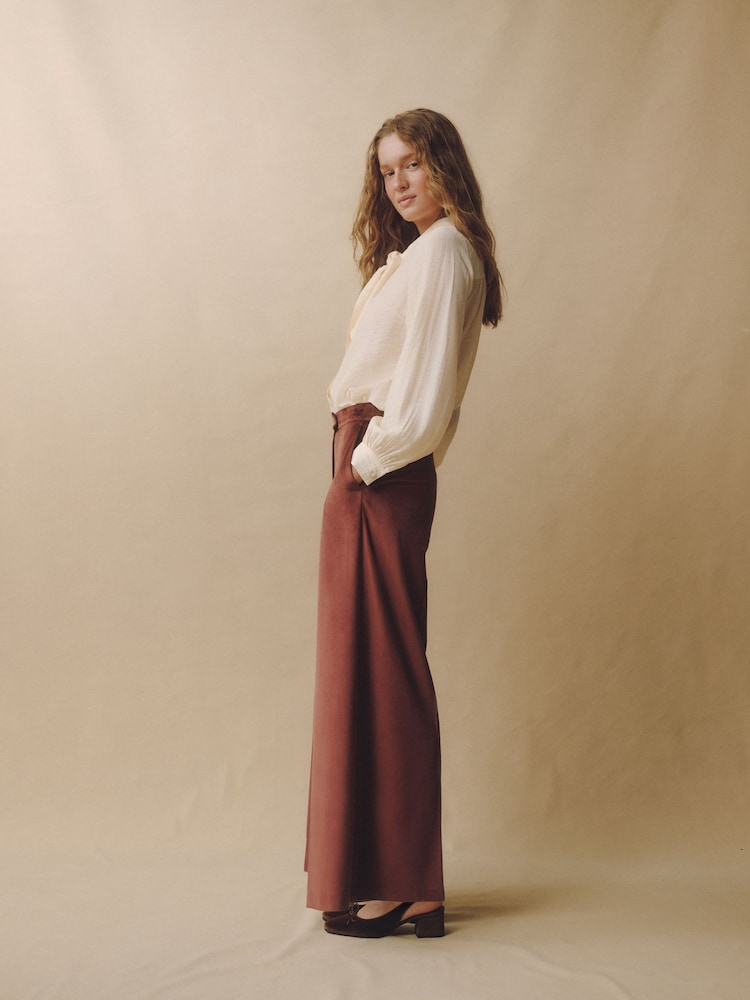 Laura Ashley Pink Velvet Wide Leg Trousers - Image 2 of 6 Laura Ashley Pink Velvet Wide Leg Trousers - Image 2 of 6