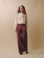 Laura Ashley Pink Velvet Wide Leg Trousers - Image 3 of 6