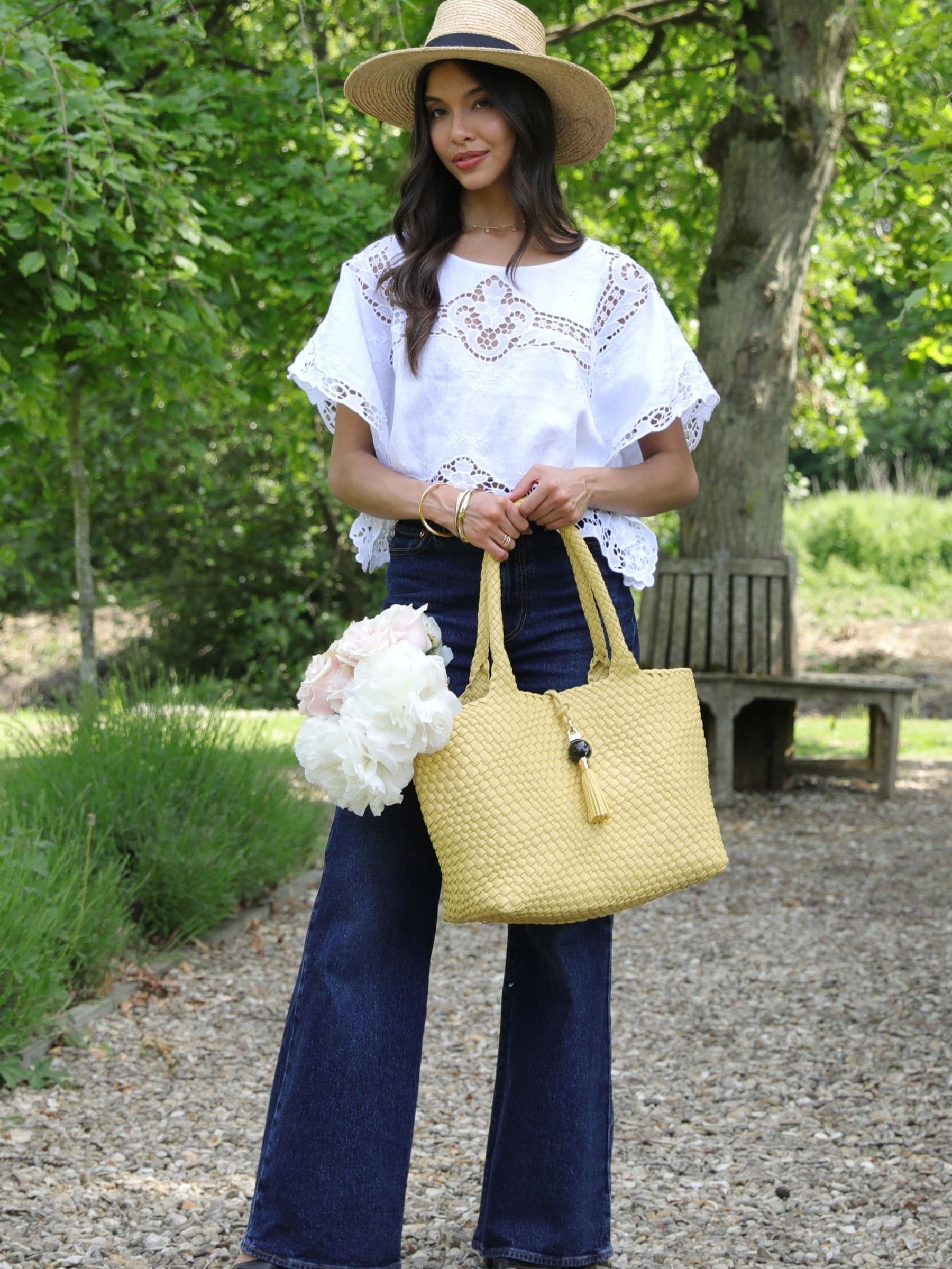 Buy Luella Grey Yellow Saskia Large Woven Tote from the Next UK
