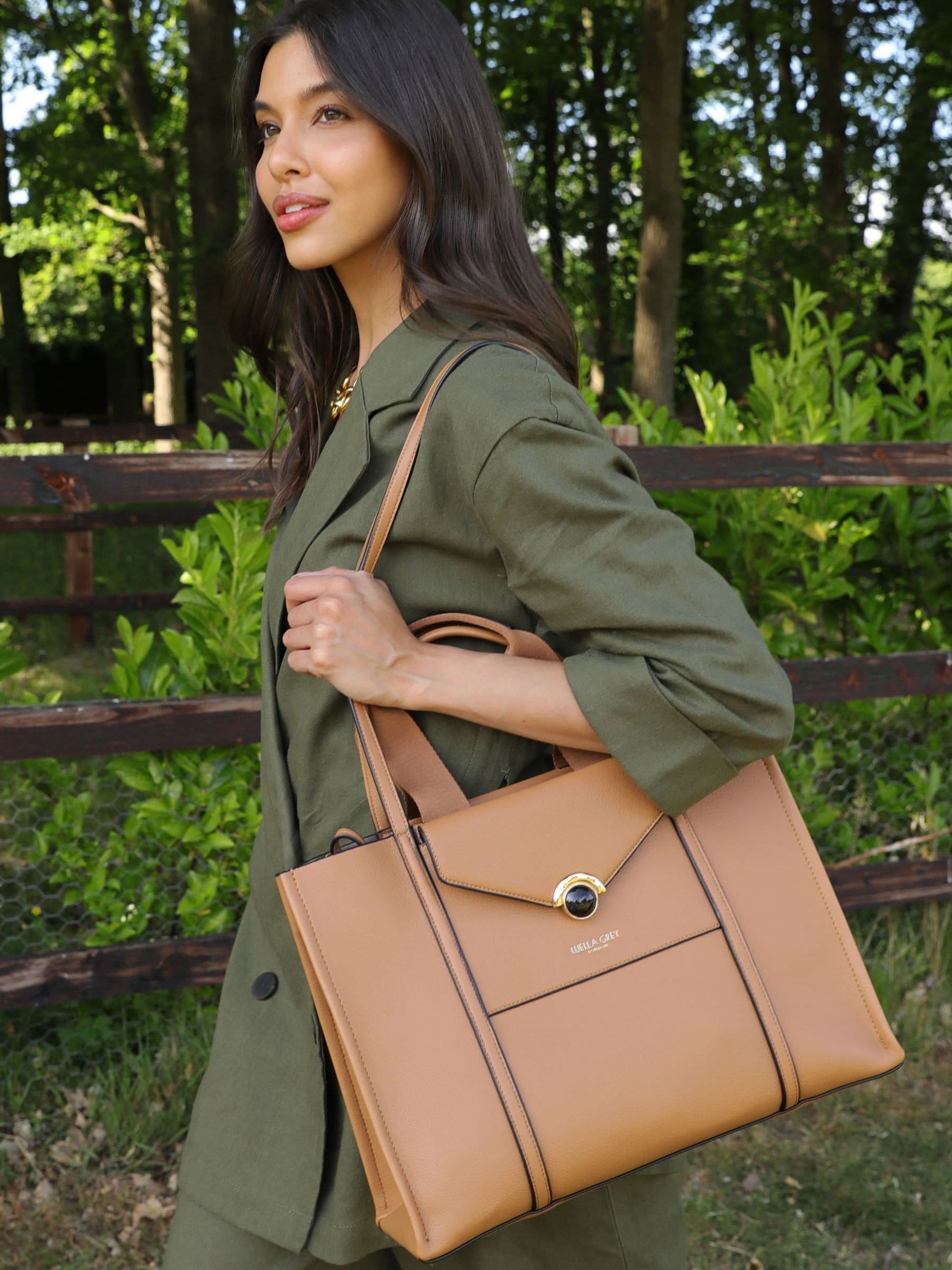 Luella Grey Women's Brown Darcy Laptop Tote Bag - Image 1