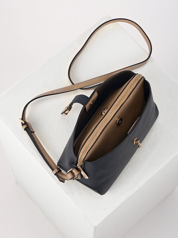 Luella Grey Blue Margy Cornflower Zip Top Cross-Body Bag - Image 3 of 3 Luella Grey Blue Margy Cornflower Zip Top Cross-Body Bag - Image 3 of 3