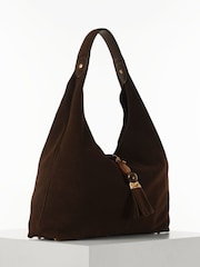 Luella Grey Brown Pandora Suede Hobo Bag - Image 6 of 7