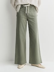 Paige Paige Green Ari Vintage Washm Wide Leg Utility Trousers - Obraz 3 z 6
