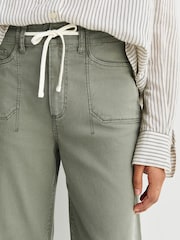 Paige Paige Green Ari Vintage Washm Wide Leg Utility Trousers - Obraz 5 z 6