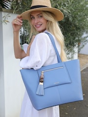 Luella Grey Catalina Cornflower Blue Casual Tote Bag With Pouch - Image 5 of 11
