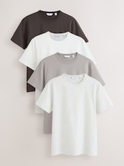 White/ Brown/ Stone/ Neutral Marl Slim Fit Motionflex Soft T-Shirts 4 Pack - Image 1 of 7