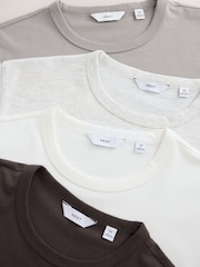 White/ Brown/ Stone/ Neutral Marl Slim Fit Motionflex Soft T-Shirts 4 Pack - Image 7 of 7