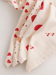 Cherry Hearts Baby Muslins Cloths 4 Pack - Image 4 of 5