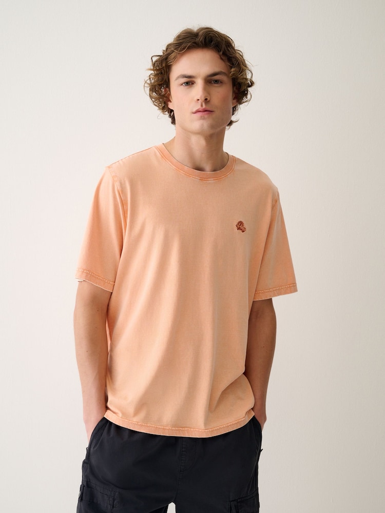 Orange - Ajustement régulier - T-shirt léger teint en pièce - Image 2 de 5