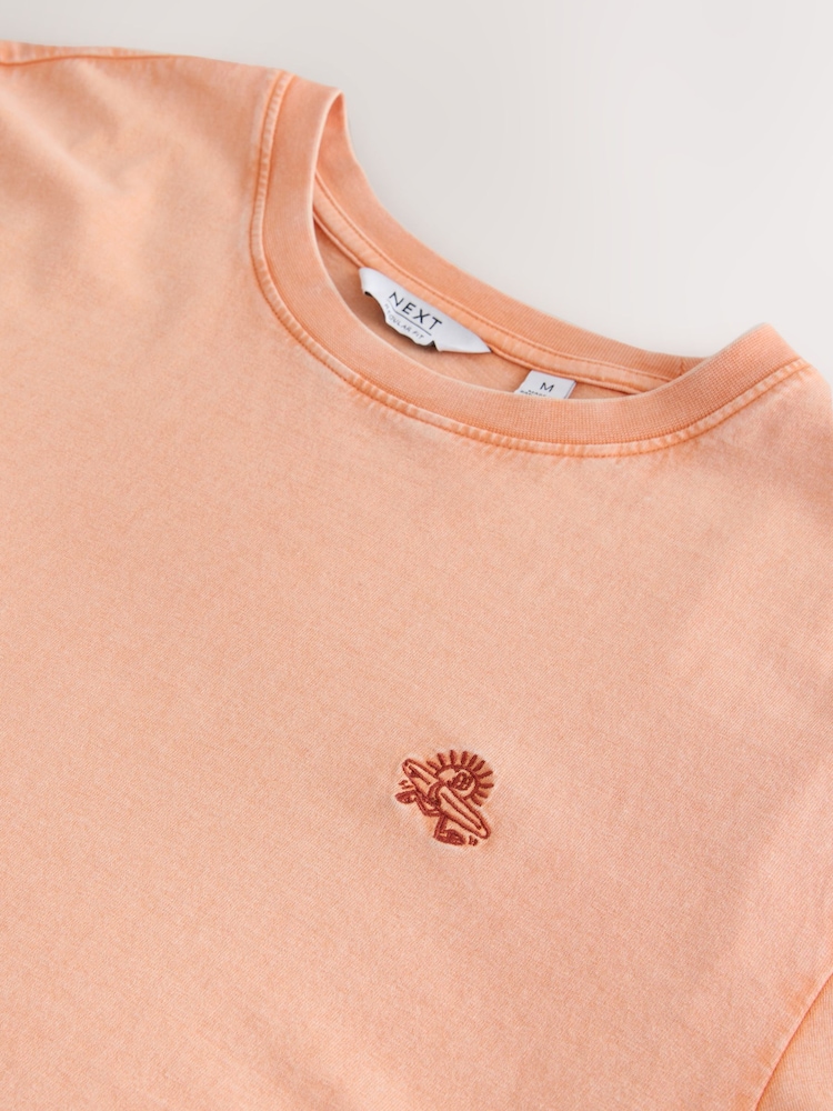 برتقالي - تلبيس قياسي - تيشرت خفيف الوزن مصبوغ بعد الخياطة - صورة 8 من 8