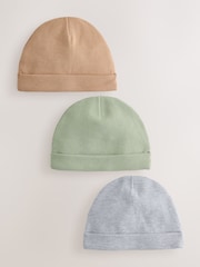 Neutral Sage Baby Beanies 3 Pack (0-18mths) - Image 1 of 6