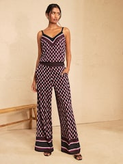Beerenrot - Love & Roses Geo Print Trousers - Bild 3 von 4