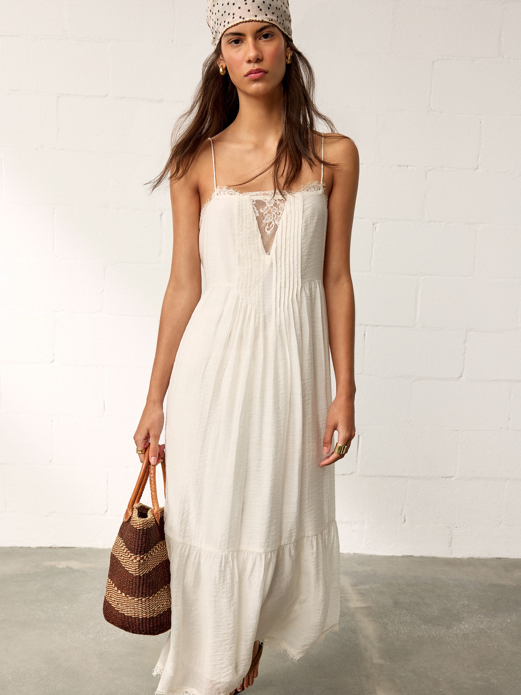 Buy BHOEM Cream Lace Details Strappy Maxi Dress from Next USA