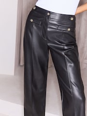 Lipsy Faux Leather Tailored Wide Leg Trousers - Պատկեր 3 5-ից