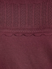 Burgunderrot - Love & Roses Scalloped Boat Neck Long Sleeve Knitted Jumper - Bild 5 von 5