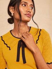 Amarillo - Top de punto con cuello y detalle de lazo "Love & Roses" - Imagen 2 de 4
