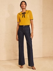 Amarillo - Top de punto con cuello y detalle de lazo "Love & Roses" - Imagen 3 de 4