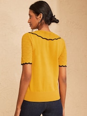 Amarillo - Top de punto con cuello y detalle de lazo "Love & Roses" - Imagen 4 de 4