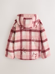 Baker by Ted Baker Pink Check Print Bow Borg Hooded Fleece - Image 10 of 16