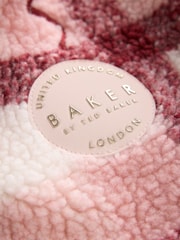 Baker by Ted Baker Pink Check Print Bow Borg Hooded Fleece - Image 12 of 16