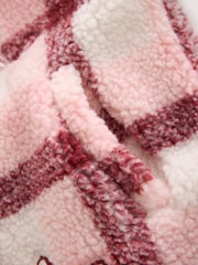 Baker by Ted Baker Pink Check Print Bow Borg Hooded Fleece - Image 14 of 16